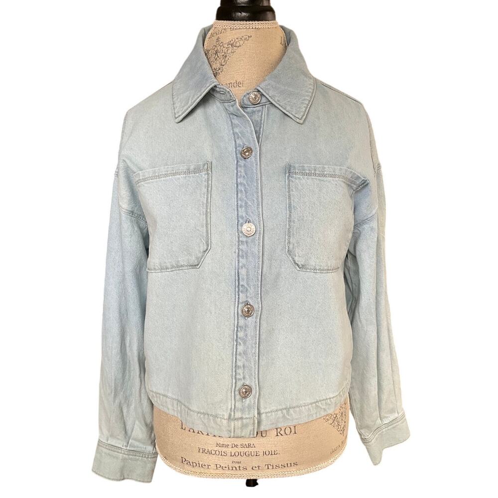 Paige Women's Denim Cropped Jacket Conner Shacket Beaumont Size Medium NWT - Picture 3 of 13